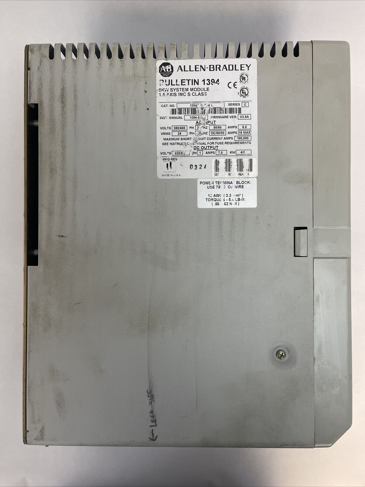 ALLEN BRADLEY 1394C-SJT05-L DIGITAL SERVO CONTROLLER 5KW SYSTEM MODULE 1.5 AXIS