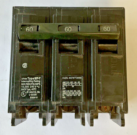 MURRAY MP360 CIRCUIT BREAKER 240VAC 60A 3POLE 60HZ TYPE MP-T