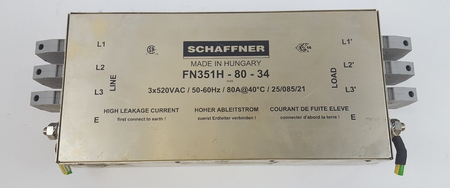 SCHAFFNER FN351H-80-34 POWER LINE FILTER 80 AMP 3X520/300 VAC