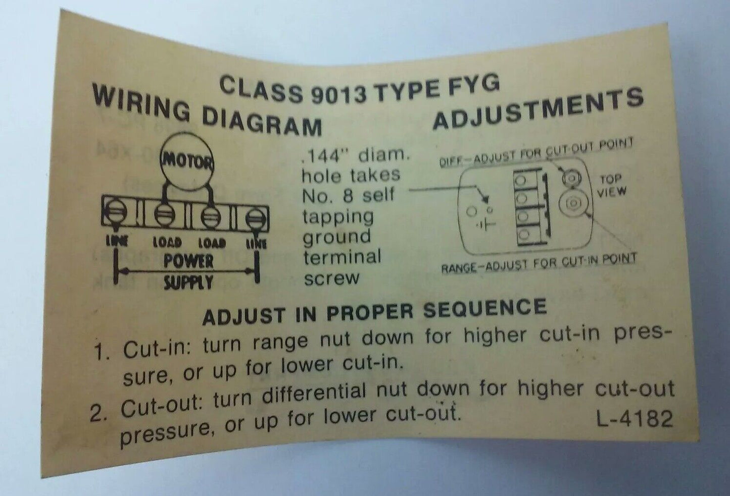 SQUARE D 9013 FYG2 PRESSURE SWITCH, 60-80PSI, 2P, 3PH, 115/230/32V, 3HP