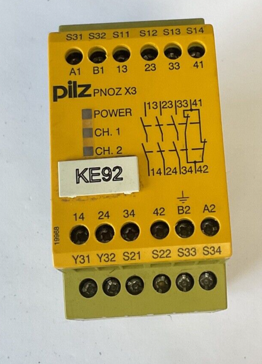 PILZ PNOZ X3 SAFETY RELAY 24VAC 24VDC 3N/O 1N/C 1SO 50-60HZ