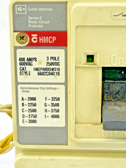 CUTLER-HAMMER - HMCP400X5WS10 - 400A, 3POLE, 600VAC, 250VDC W/SNT3P11 SHUNT UNIT