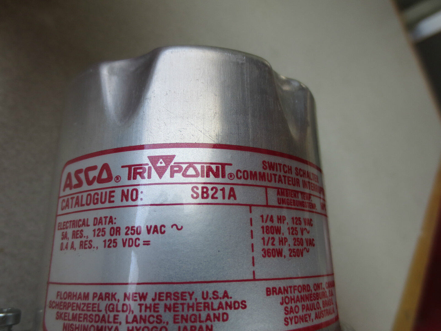 ASCO SB21A PRESSURE SWITCH / TRANSDUCER - NEW SURPLUS