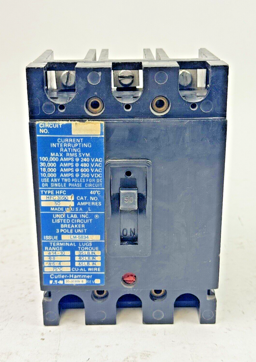 CUTLER-HAMMER - HFC3050 - CIRCUIT BREAKER - 50A/ 240 VAC/ 3 POLE