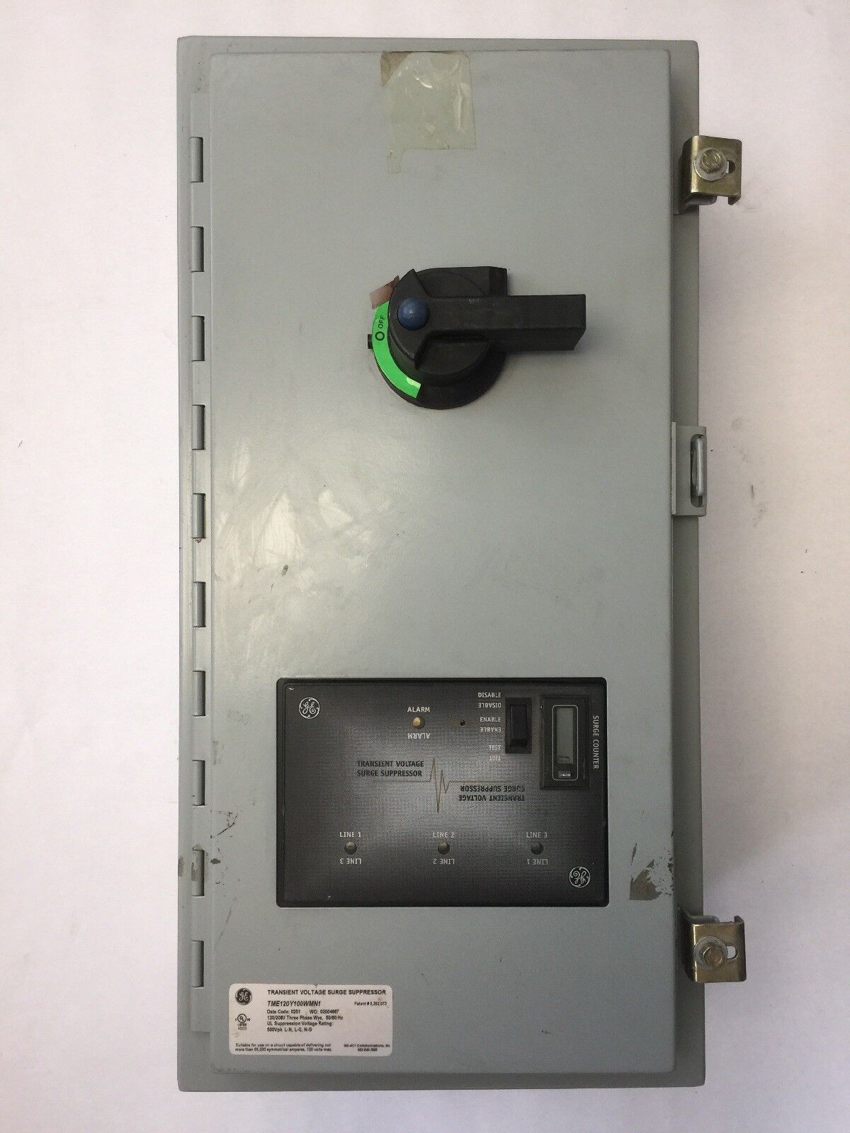 GE TME120Y100WMN1 TRANSIENT VOLTAGE SURGE SUPPRESSOR 120/208V THREE PHASE 50/60H