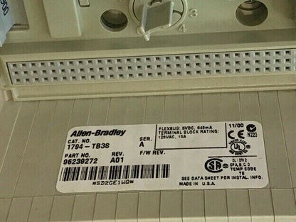 ALLEN BRADLEY FLEX I/O 1794-IB16 24 VDC SINK INPUT W/ 1794-TB3S TERMINAL BASE