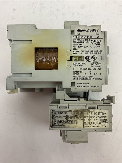 ALLEN BRADLEY STARTER (100-C12D*10 COIL 24VDC + 193-EA1EB 1.6-5.0A)