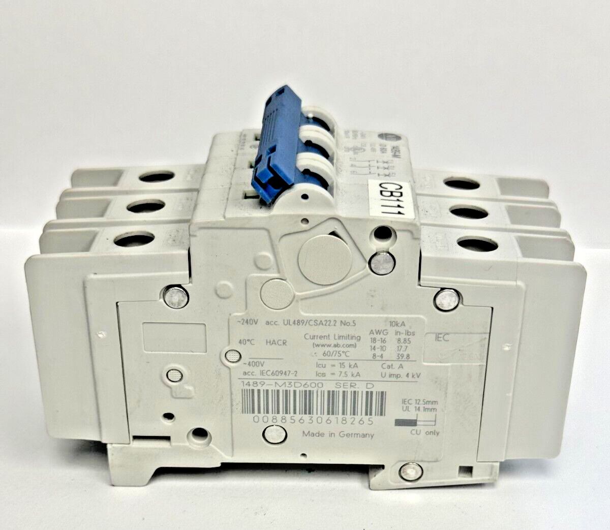 ALLEN-BRADLEY - 1489-M3D600 SER. D - CIRCUIT BREAKER - 3 P, 60 A, 240 V