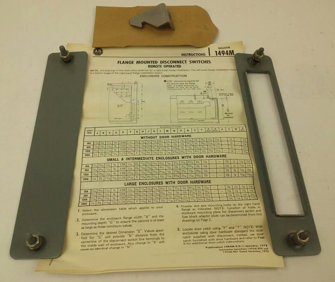 ALLEN BRADLEY 1494M-NF60 SER. A, FUSIBLE DISCONNECT SWITCH, 3P, 60A, 600V-250DC