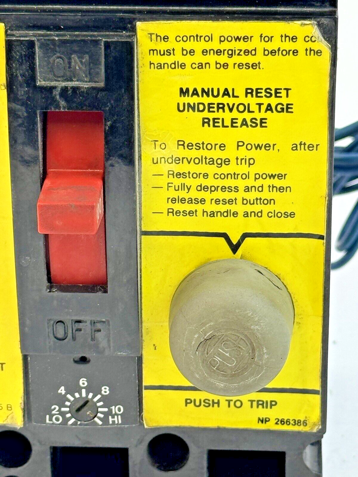 GE - TE31M100MD - MINE DUTY CIRCUIT BREAKER W/ MANUAL RESET UNDERVOLTAGE RELEASE