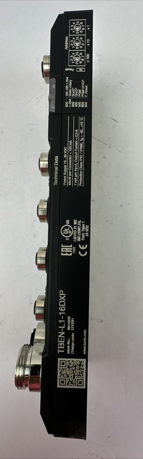 TURCK TBEN-L1-16DXP ETHERNET I/O MODULE POWER SUPPLY 18...30VDC F/W VER V3.1.2.0