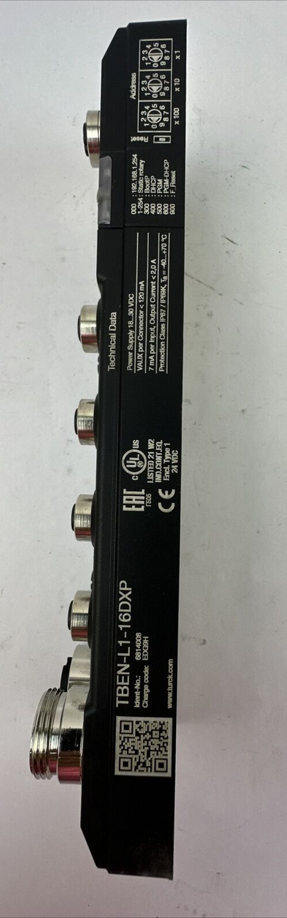 TURCK TBEN-L1-16DXP ETHERNET I/O MODULE POWER SUPPLY 18...30VDC F/W VER V3.1.2.0