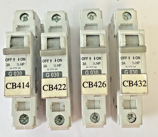 ALLEN BRADLEY 1492-CB1 G030 CIRCUIT BREAKER  3A SER.C 1/3HP 277VAC 1PH**LOTOF4**