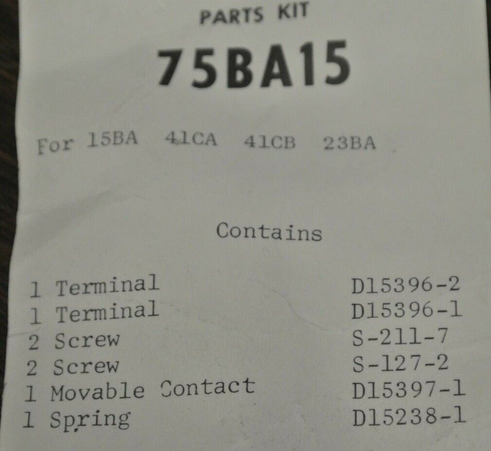 FURNAS 75BA15 CONTACT SET / NEW SURPLUS
