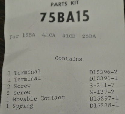 FURNAS 75BA15 CONTACT SET / NEW SURPLUS
