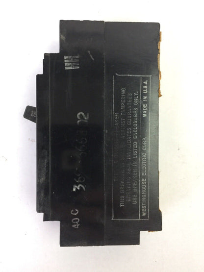WESTINGHOUSE E1015 AB DE-ION CIRCUIT BREAKER 15AMP 1POLE 120VAC 125VDC
