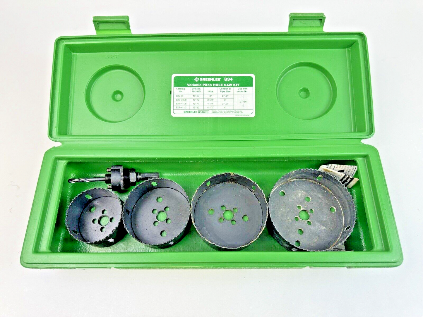 GREENLEE - 834 - VARIABLE PITCH HOLESAW KIT FOR 2-1/2", 3", 3-1/2", & 4" CONDUIT