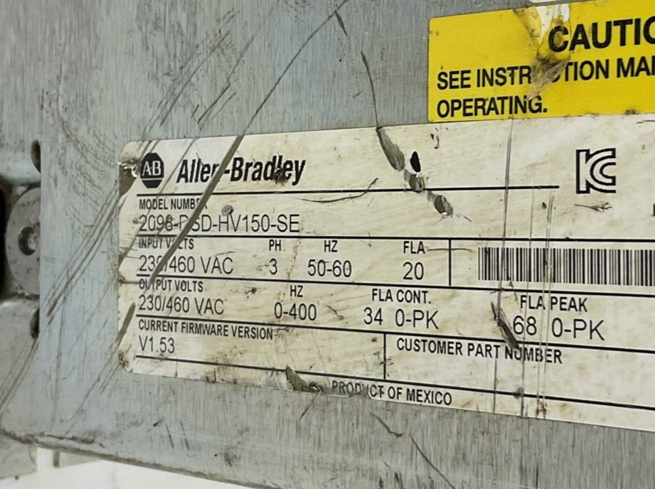 ALLEN BRADELY 2098-DSD-HV150-SE SERVO DRIVE SER.B  3PH FIRM. V1.53 ***PARTS***