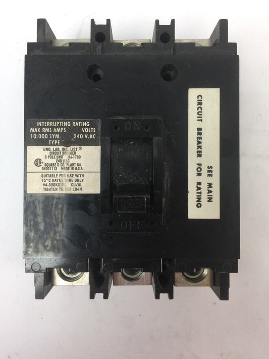 SQUARE D Q2M3125MT CIRCUIT BREAKER 240VAC 125AMP 3 POLE