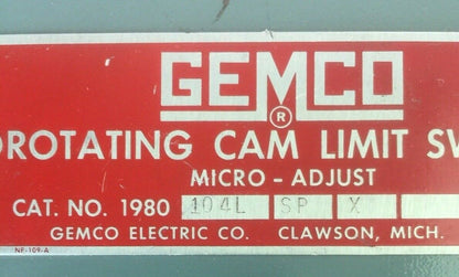 GEMCO 1980-104L-SP-X ROTATING CAM LIMIT SWITCH