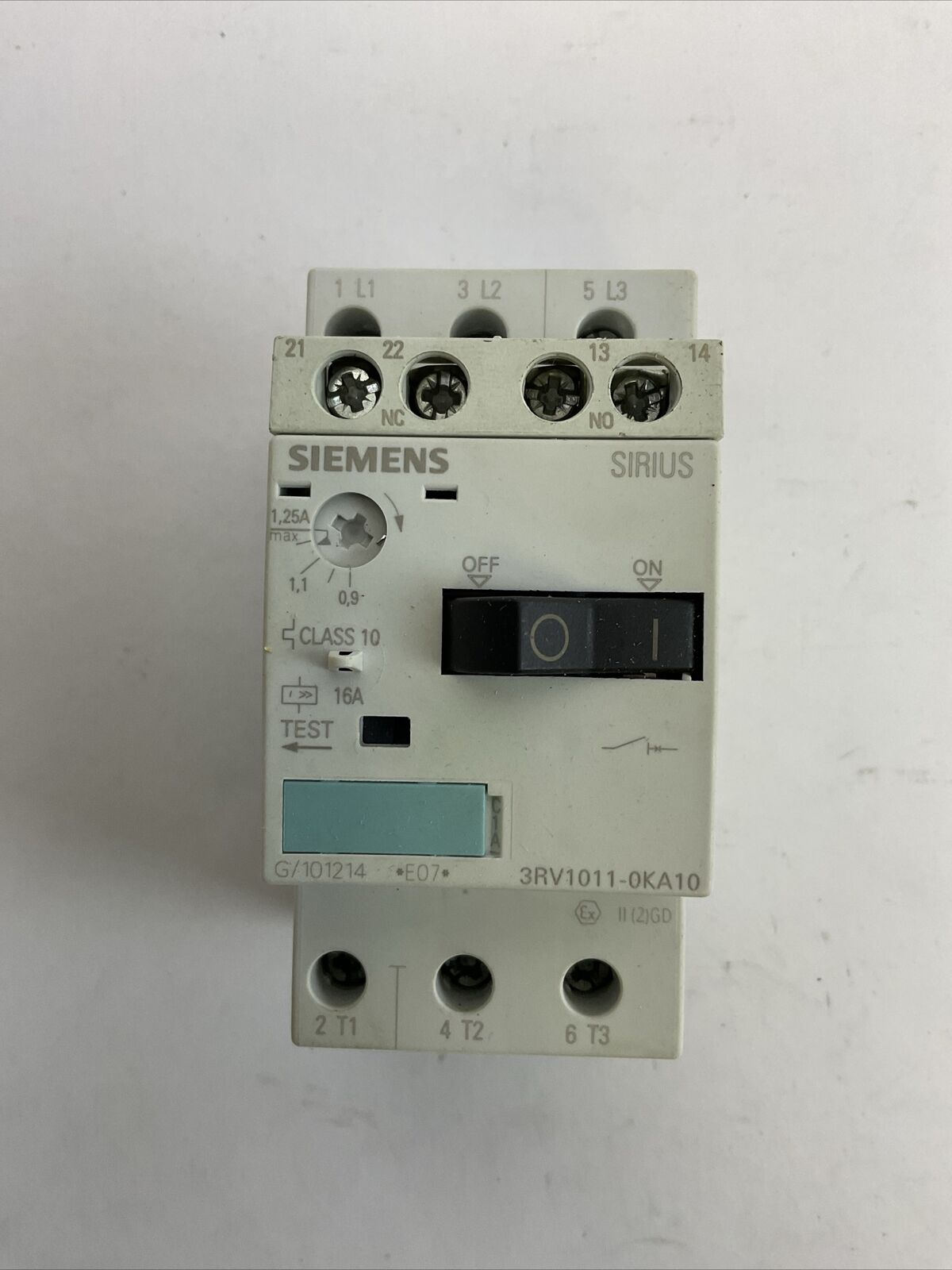 SIEMENS 3RV1011-0KA10 CIRCUIT BREAKER 0.9-1.25A