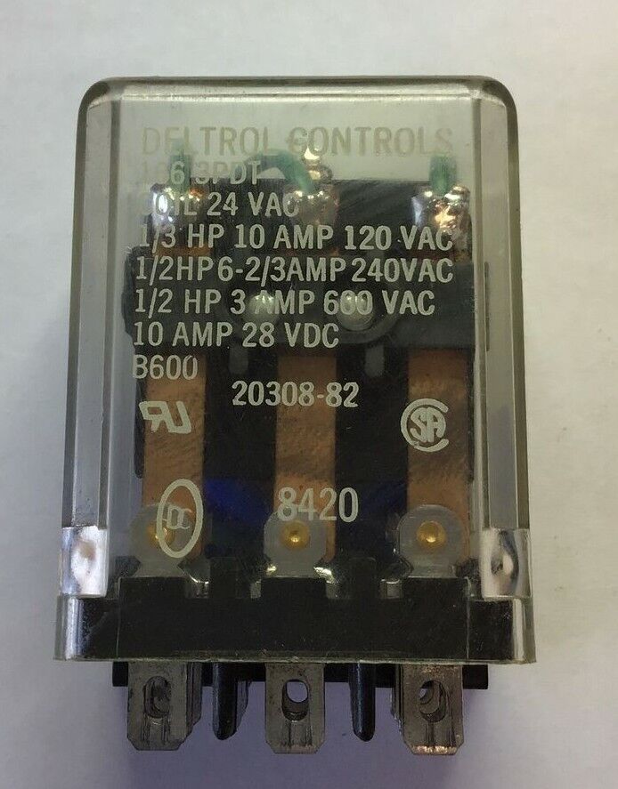 DELTROL CONTROLS 1663PDT RELAY 10A 28VDC COIL 24VAC***LOTOF3***