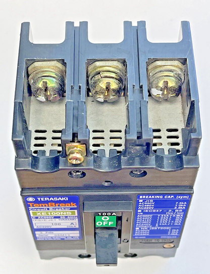 TERASAKI - XE100NS - CIRCUIT BREAKER - 3 POLE, 100 AMP, 50-60Hz, 660 VAC