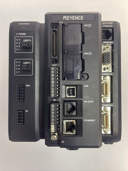 KEYENCE XG-7502P HIGH-SPEED AND FLEXIBLE CONTROLLER CA-DC21E CONTROLLER