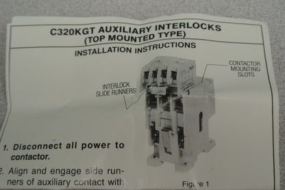 CUTLER-HAMMER C320KGT2 TOP-MOUNT AUXILIARY CONTACT / 1 N.C. / NEW SURPLUS