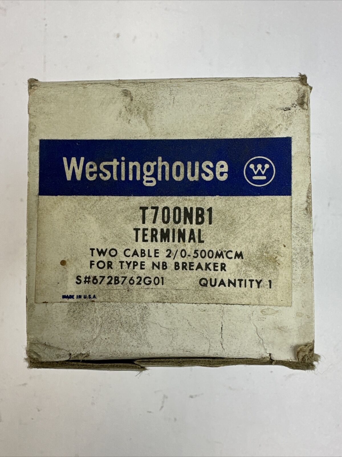 WESTINGHOUSE T700NB1 TERMINAL LUG TWO CABLE 2/0.500MCM FOR TYPE NB BREAKER