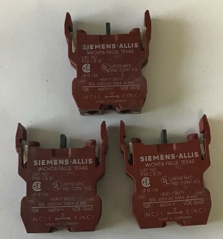 SIEMENS-ALLIS P30CB11 RELAY 1NO 1NC 600VAC/DC 6A ****LOTOF3****