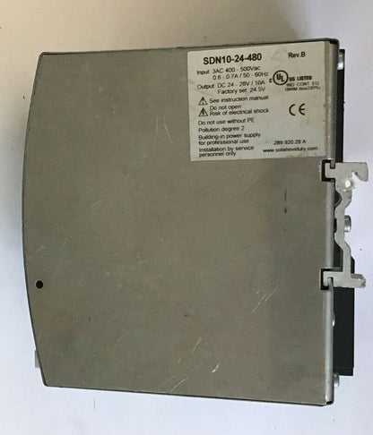 SOLA SDN 10-24-480 POWER SUPPLY 24VDC/10A 24-28V 0.8/0.7A 50-60HZ