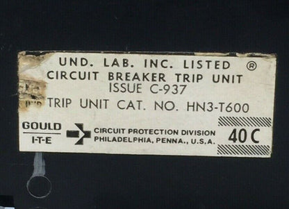 ITE GOULD HN3-T600 CIRCUIT BREAKER TRIP UNIT 600AMP 3POLE