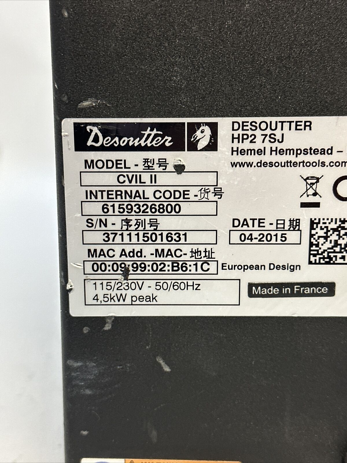 DESOUTTER CVIL II CONTROLLER 115/230VAC 50/60HZ 4,5kW V4.8AA