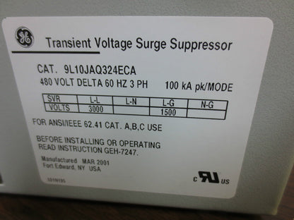 GE 9L10JAQ324ECA TRANSIENT VOLTAGE SURGE SUPPRESSOR 480V TRANQUELL VII -NO COVER