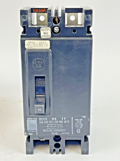 WESTINGHOUSE - EB2035 - CIRCUIT BREAKER - 2P, 35A, 40C, 240 VAC 125/250VDC