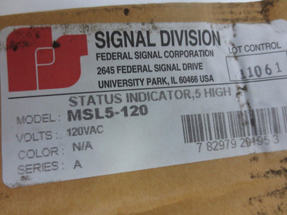 FEDERAL SIGNAL MSL5-120 - STATUS INDICATOR - 5-STACK LIGHTS - 120V