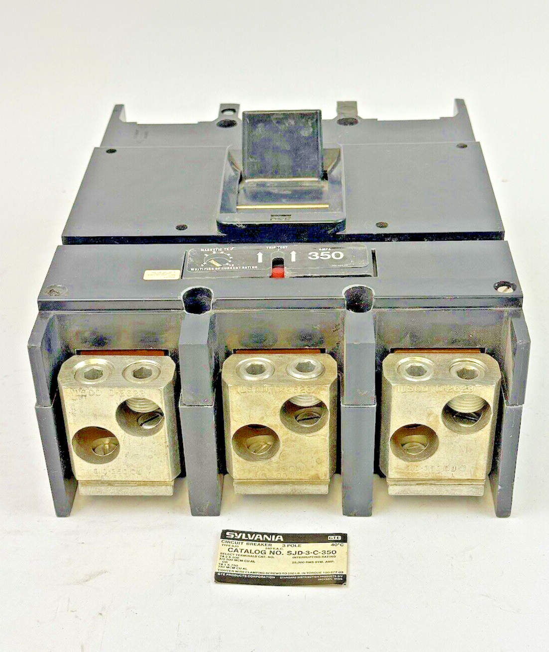 GTE/ SYLVANIA - SJD-3-C-350 - CIRCUIT BREAKER - TYPE AJD, 350 A, 240 VAC, 3 POLE