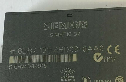 SIEMENS 6ES7 131-4BD00-0AA0 MODULE W/ 6ES7 193-4CB00-0AA0 TERMINAL ***LOTOF8***