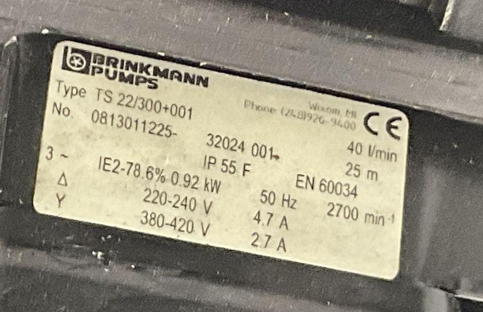 BRINKMANN PUMPS TS 22/300+001 PUMP 220-240/380-420V