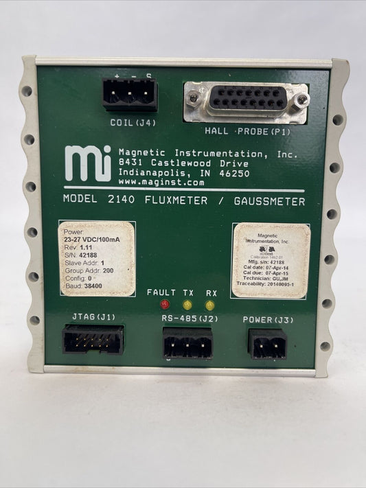 MAGNETIC INSTUMENTATION MODEL 2140 FLUXMETER/GAUSSMETER 23-27VDC/100mA REV 1.11