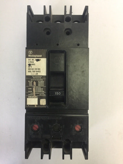 WESTINGHOUSE JB2150W CIRCUIT BREAKER 150AMPS 600VAC 250VDC 2 POLE