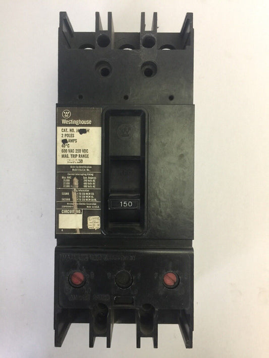 WESTINGHOUSE JB2150W CIRCUIT BREAKER 150AMPS 600VAC 250VDC 2 POLE