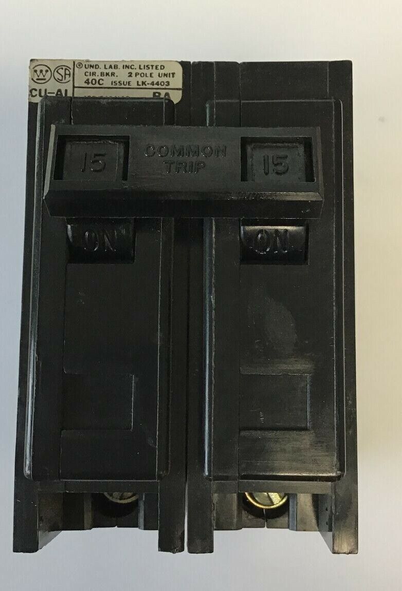 WESTINGHOUSE BA215 QUICKLAG CIRCUIT BREAKER 15A 2POLE ***LOTOF3***