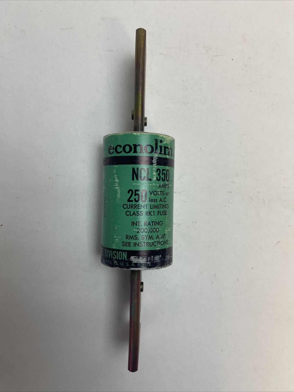 ECONOMY ECONOLIM NCLR350 CURRENT LIMITING CLASS RK1 FUSE 350AMP 250VAC