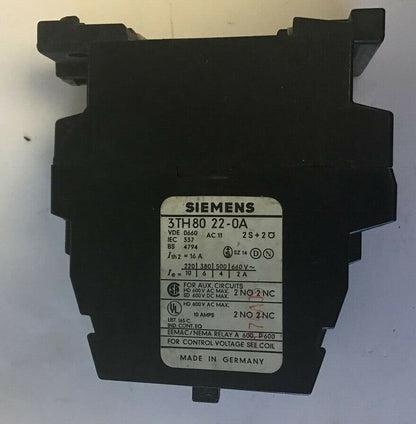 SIEMENS 3TH8022-0A CONTACTOR 2NO 2NC 600VAC 10AMPS ***LOTOF2***