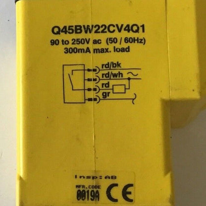 BANNER Q45BW22CV4Q1 PHOTOELECTRIC SENSOR 250VAC 50/60HZ 300MA