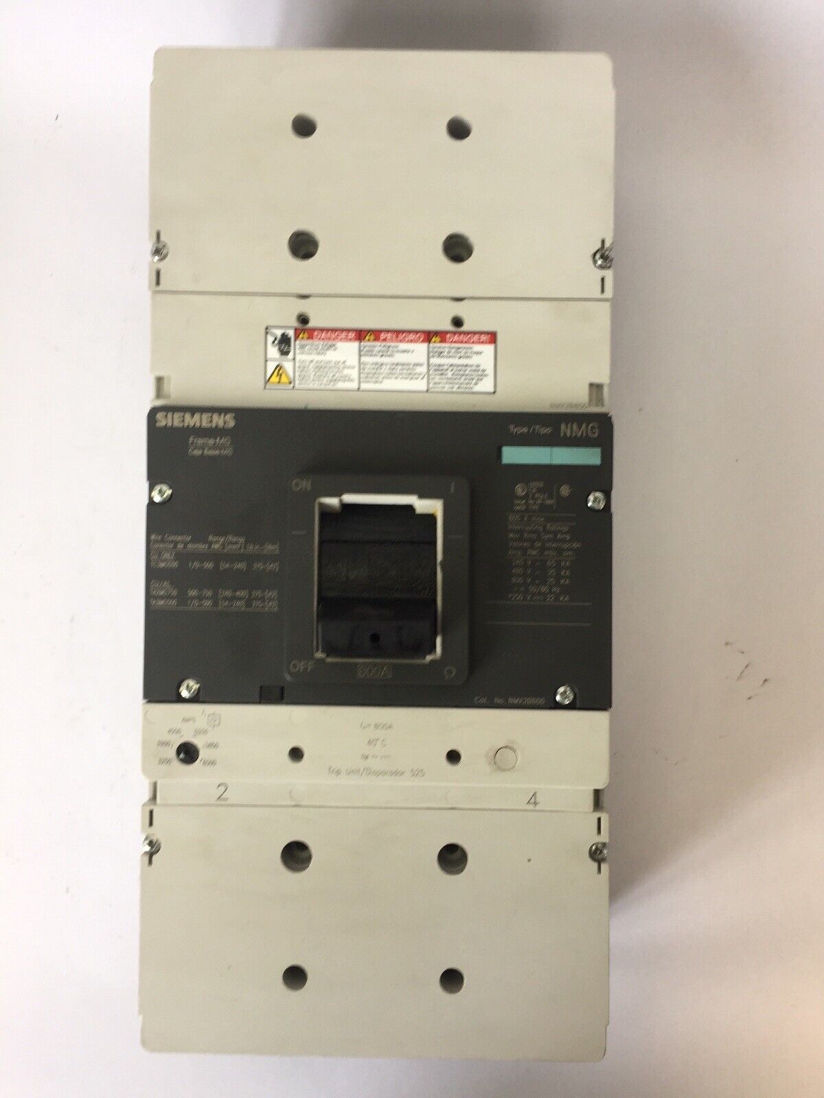 SIEMENS NMX2B800 CIRCUIT BREAKER 800A 250VDC 600VAC FRAME-MG 3250-6500A TRIP