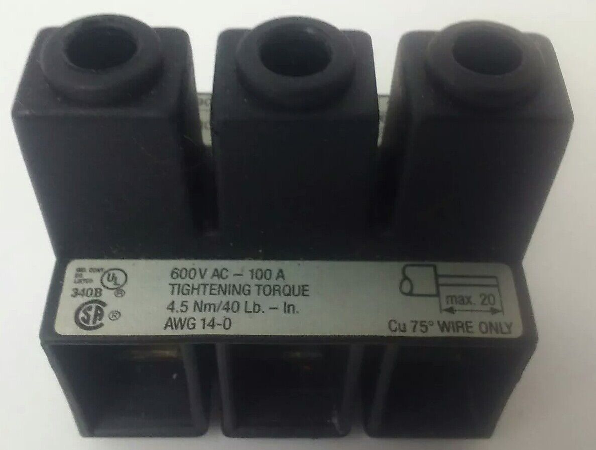 ALLEN BRADLEY 190-L2 SERIES A THREE PHASE EXTENSION TERMINAL 600V 100A(LOT OF 2)