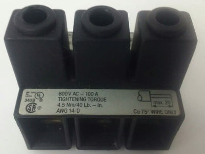 ALLEN BRADLEY 190-L2 SERIES A THREE PHASE EXTENSION TERMINAL 600V 100A(LOT OF 2)